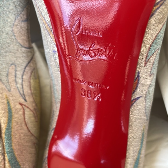 Christian louboutin pigalle follies flame 100mm stiletto gold metallic sz 38.5 - Picture 9 of 10